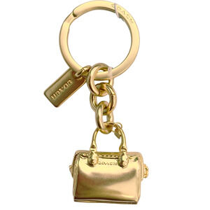 NWT Authentic Coach Gold Mini Bennett Bag Charm Key Chain Fob F35134